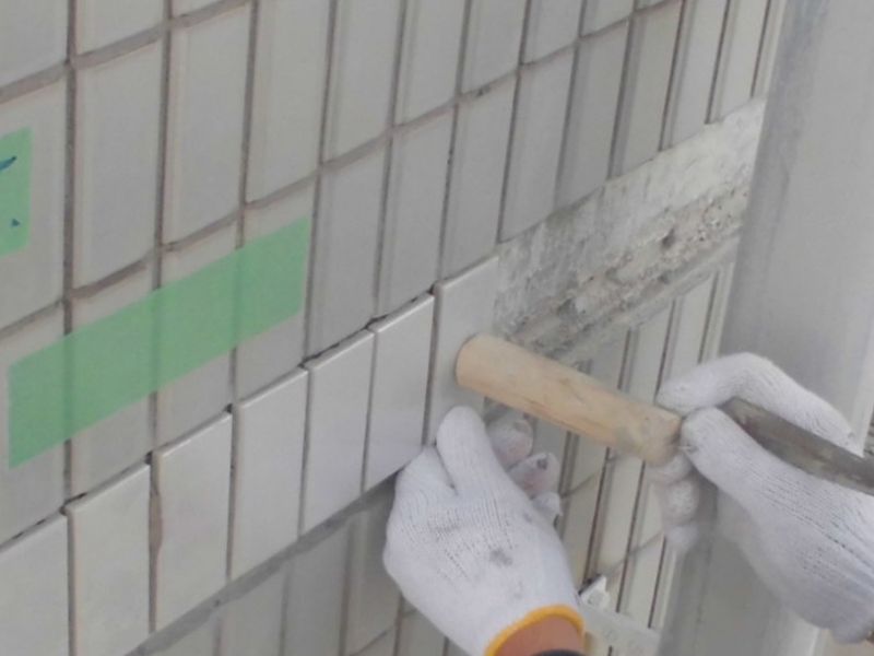 タイル工事の様子